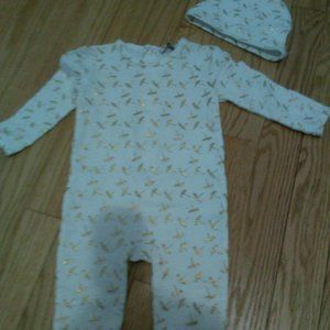 Baby footie with matching hat